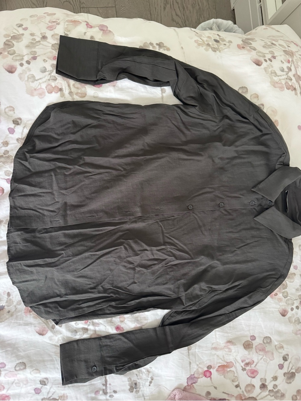 Woman’s Long Sleeve Button-Up Shirt - Charcoal